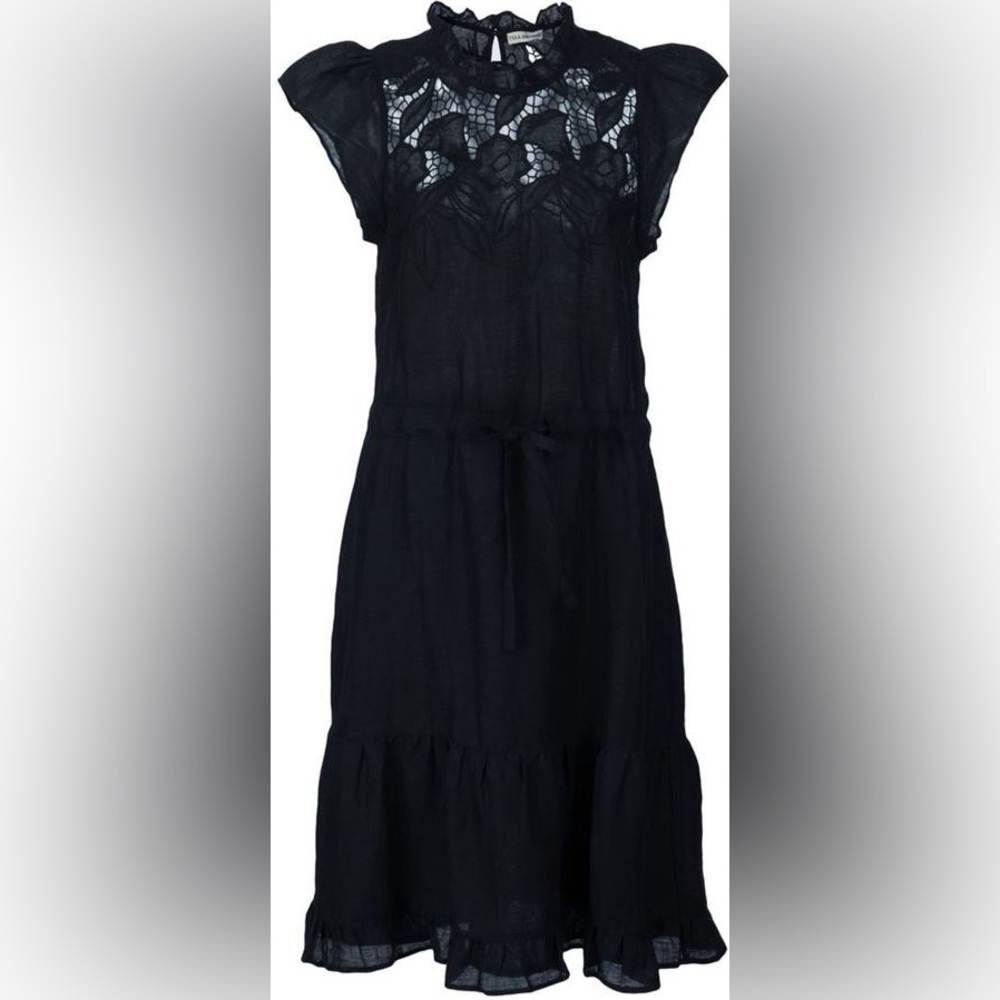 Ulla Johnson Amelie Black Linen Lace Dress - Medium 8